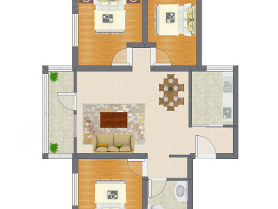3室2厅 89.87平米