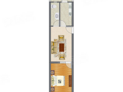 1室1厅 55.42平米户型图