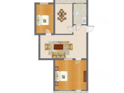 2室2厅 87.50平米