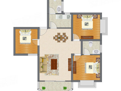3室2厅 92.47平米