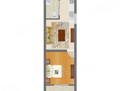 1室1厅 48.22平米户型图