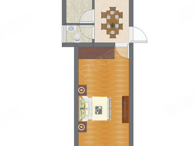 1室1厅 27.53平米户型图