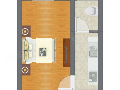 1室0厅 34.62平米户型图