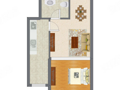 1室2厅 54.00平米户型图