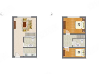 2室2厅 30.77平米户型图