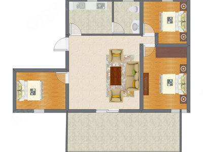 3室1厅 86.40平米