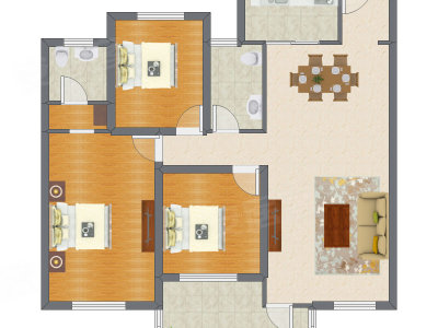 3室2厅 135.12平米户型图