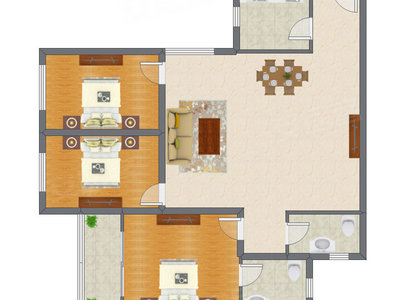 3室2厅 133.81平米户型图