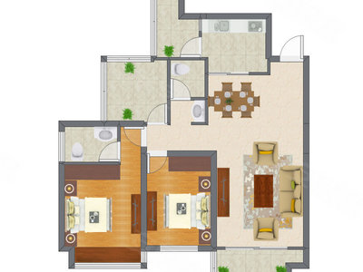 3室2厅 75.83平米户型图