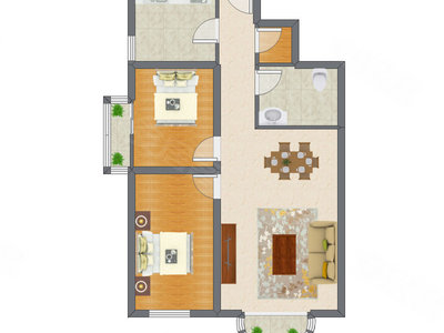 2室2厅 105.15平米