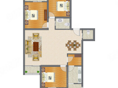 3室2厅 123.17平米