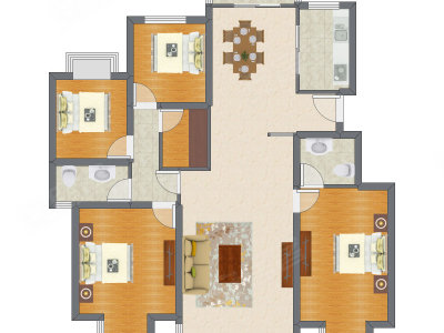 4室2厅 154.11平米户型图