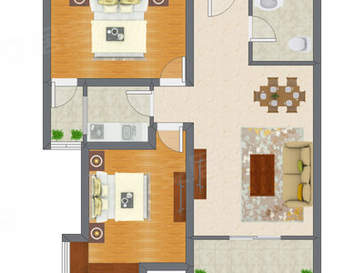 2室2厅 95.82平米户型图