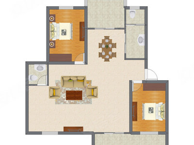 2室2厅 120.50平米户型图