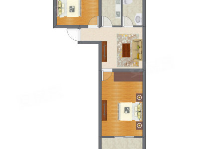 2室1厅 65.10平米户型图