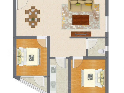 2室2厅 81.00平米户型图