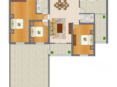 3室2厅 128.77平米