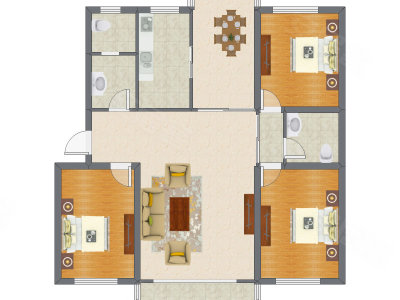 3室2厅 144.81平米户型图