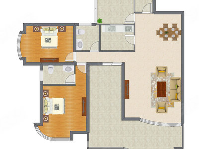 2室2厅 138.19平米户型图