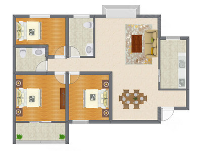 3室2厅 118.98平米