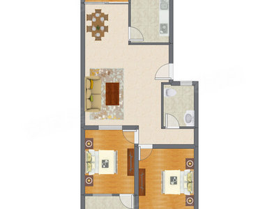 2室2厅 100.60平米户型图