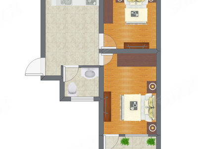 2室1厅 35.20平米户型图