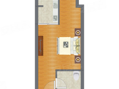 1室0厅 32.80平米户型图
