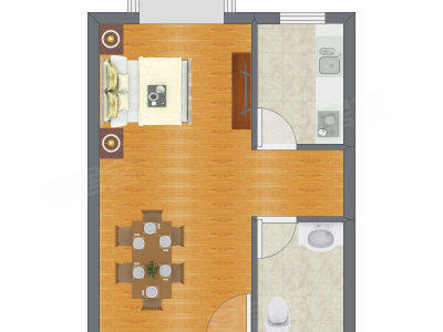 1室0厅 30.84平米户型图