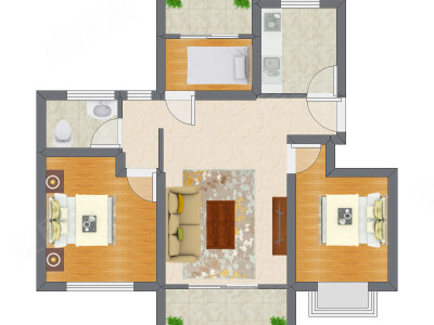 3室1厅 99.98平米户型图