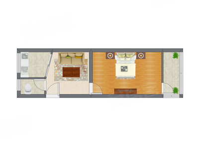1室1厅 44.50平米户型图