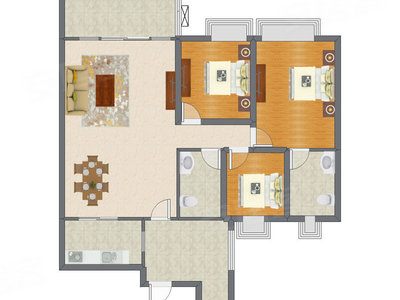 3室2厅 108.63平米
