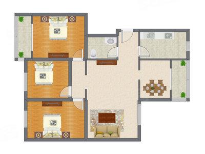 3室2厅 111.47平米