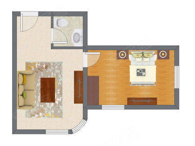 1室1厅 59.00平米