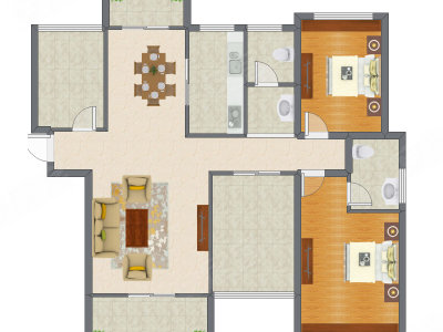 2室2厅 131.70平米