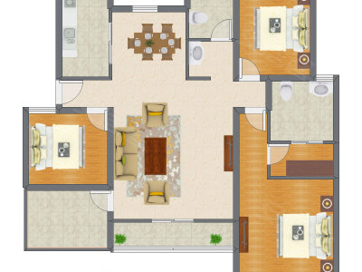 3室2厅 121.43平米