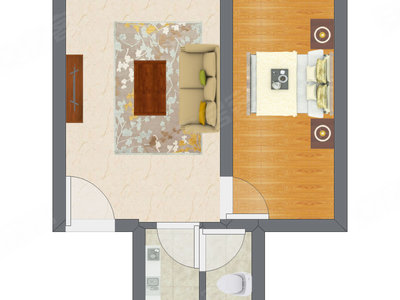 1室1厅 34.16平米