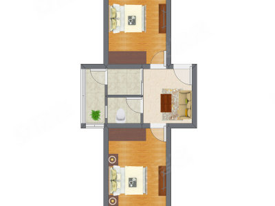 2室1厅 37.27平米户型图