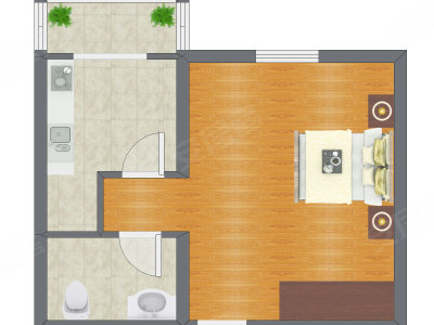 1室0厅 51.55平米户型图
