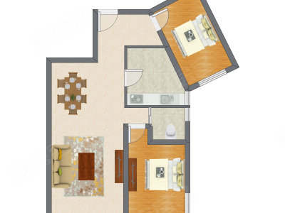 2室2厅 98.99平米户型图