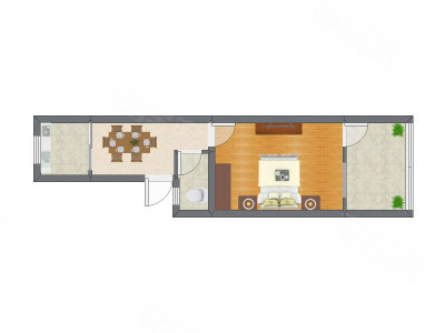 1室1厅 38.61平米户型图