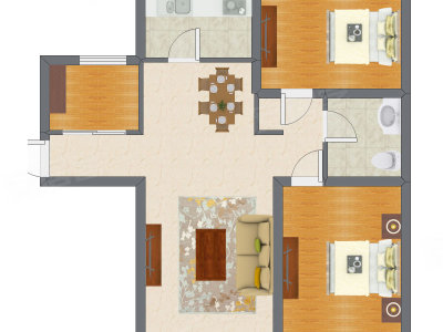 2室2厅 92.69平米户型图