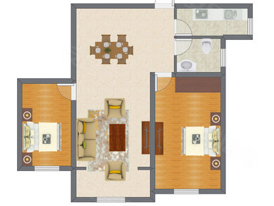 2室1厅 82.19平米户型图