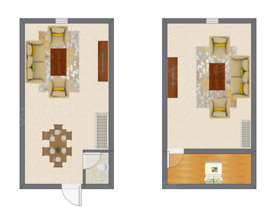 1室2厅 61.71平米户型图