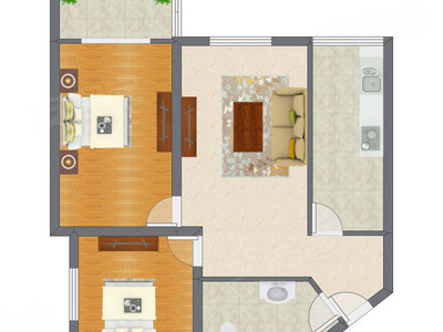 2室1厅 81.67平米户型图