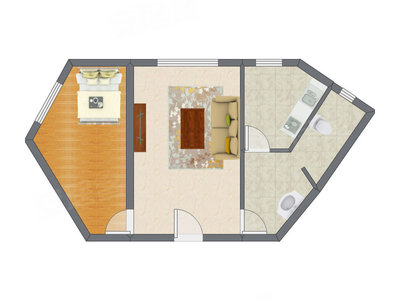 1室1厅 63.37平米户型图