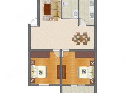 2室2厅 83.30平米户型图