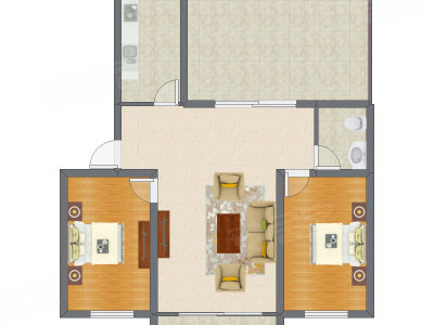 2室1厅 114.55平米户型图