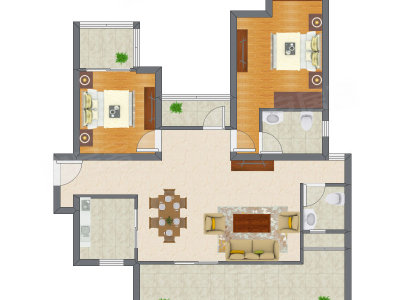 2室2厅 83.28平米
