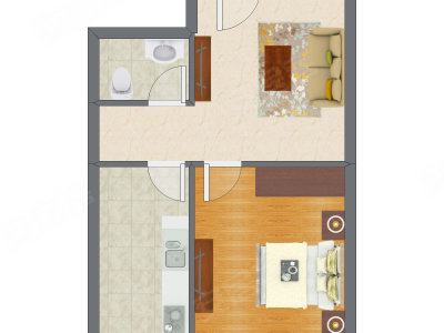 1室1厅 50.22平米