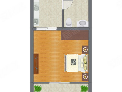 1室1厅 30.47平米户型图